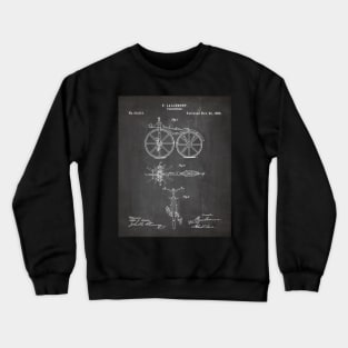 Bicycle Patent - Cycling Cyclist Bike Riding Fan Art - Black Chalkboard Crewneck Sweatshirt